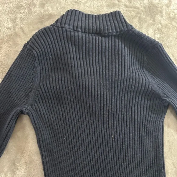 DKNY Y2K fitted ribbed logo navy blue quarter zip sweater - Picture 8 of 9